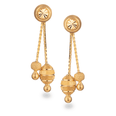 22ct Gold Textured Bead Drop Earrings 22ct Gold Textured Bead Drop Earrings