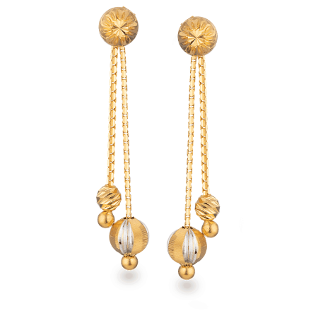 22ct Ladies Drop Chain Earrings with Ball Detailing 22ct Ladies Drop Chain Earrings with Ball Detailing