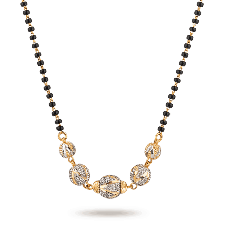 22ct Gold Mangalsutra With Rhodium plated Ball Pendant