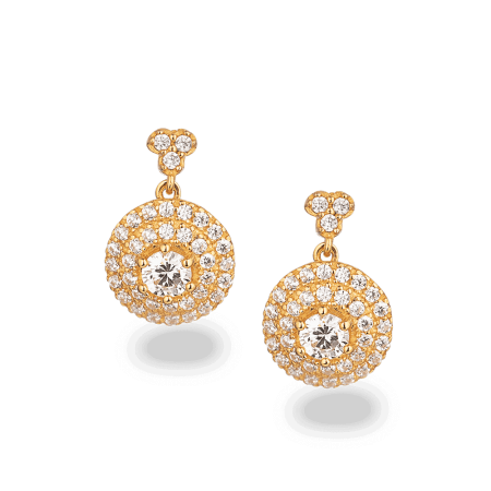 22ct Gold Round CZ Earring