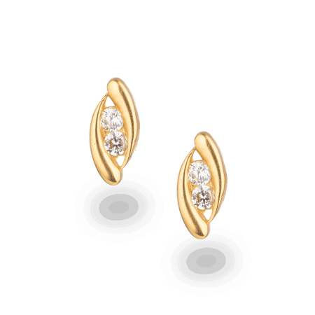 22ct Gold CZ Open Marquise Stud Earrings