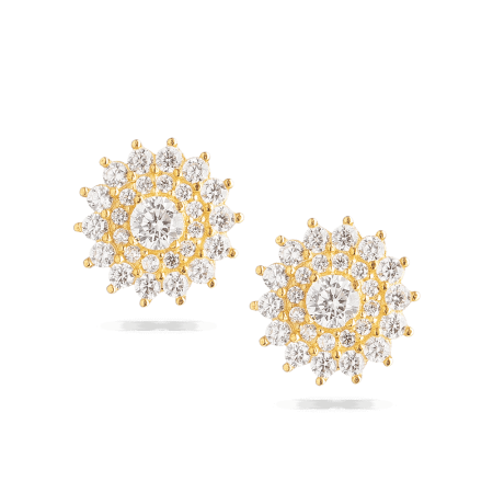 22ct Gold Diamond Cluster Earrings for Women