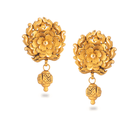 22 Carat Gold Earring With Antique Finish