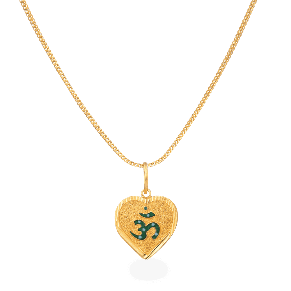 22ct Gold Heart Shaped Om Enameled Pendant 22ct Gold Heart Shaped Om Enameled Pendant