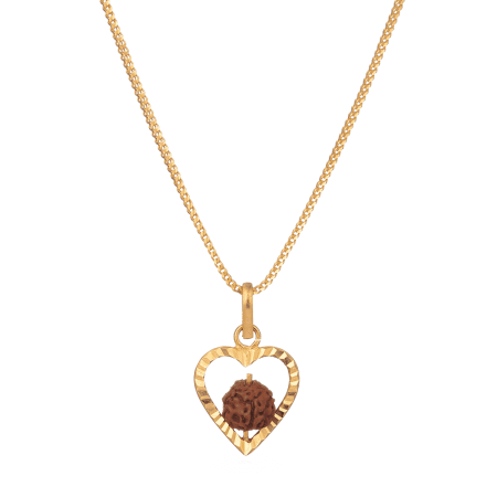 Heart Shaped Increated Rudraksha Pendant in 22ct Gold