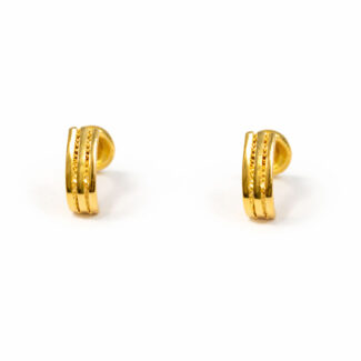 22ct Yellow Gold Triple Band Huggie Earrings