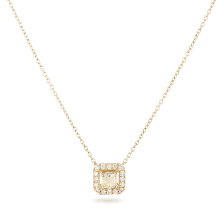 Princess Halo Diamond Necklace in 18ct Gold