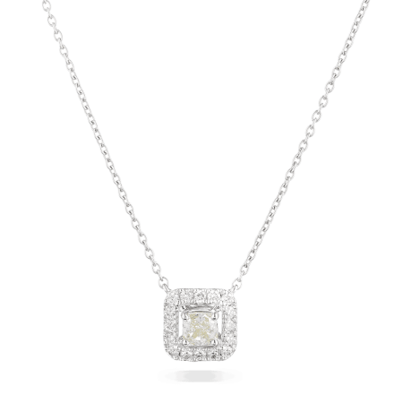 Princess Cut Halo Diamond Necklace