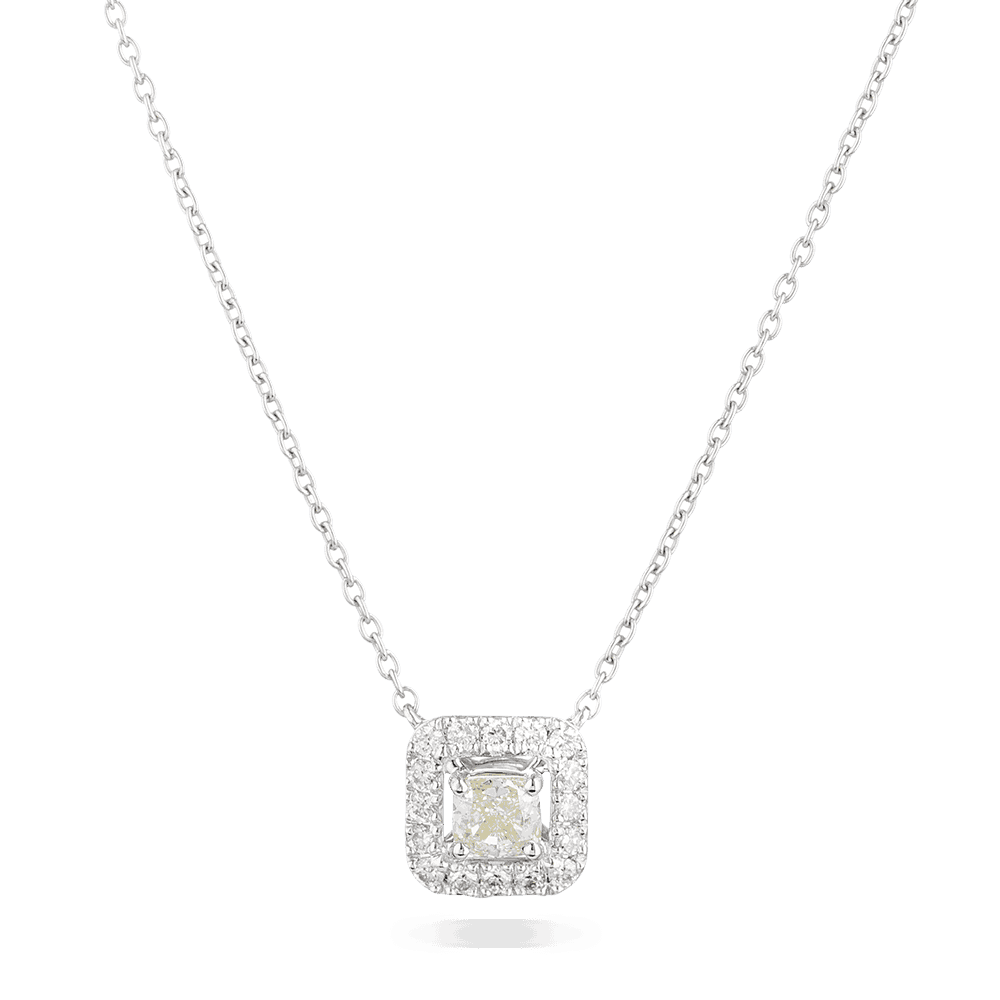 Prenses Kesim Halo Pırlanta Kolye Prenses Kesim Halo Pırlanta Kolye