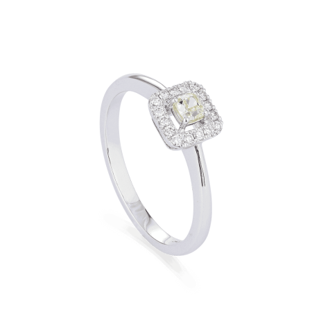 Cushion Cut Diamond Rings In 18kt White Gold