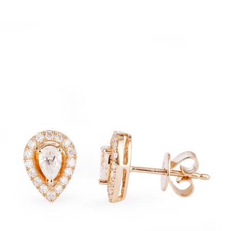 18 Carat Rose Gold Diamond Earrings