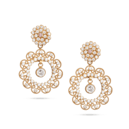 22ct Gold Roselle Dangle Earrings | Indian Traditional Design