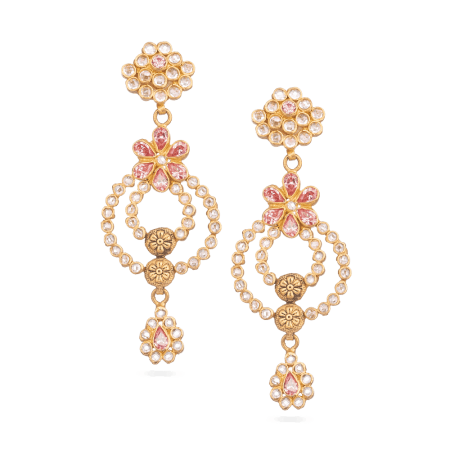 22 Carat Gold Earrings With Polki Stones