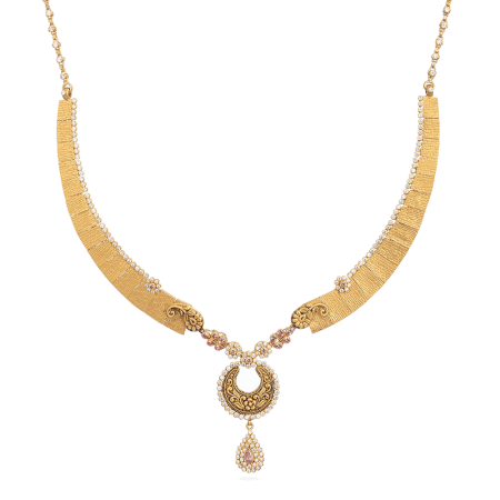 Bridal Gold Necklace With Antique Finish