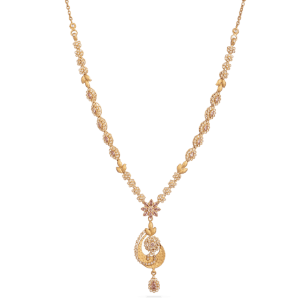 Asian Gold Necklace with Polki Stones