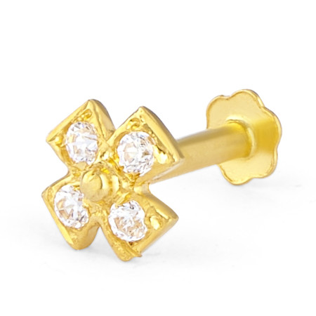 22ct Gold Geometric CZ Nose Pin with Screw Back 22ct Gold Geometric CZ Nose Pin with Screw Back