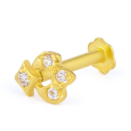 22ct Gold Floral CZ Nose Pin with Screw Back 22ct Gold Floral CZ Nose Pin with Screw Back