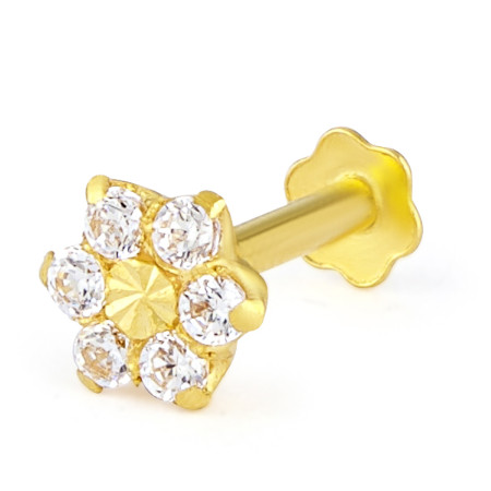 Floral Screw Back Nose Stud – 22ct Gold