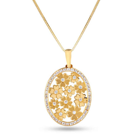 22ct Gold Floral Pendant with CZ Stones 22ct Gold Floral Pendant with CZ Stones
