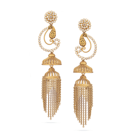 22ct Gold Antique Polki Tassel Earrings