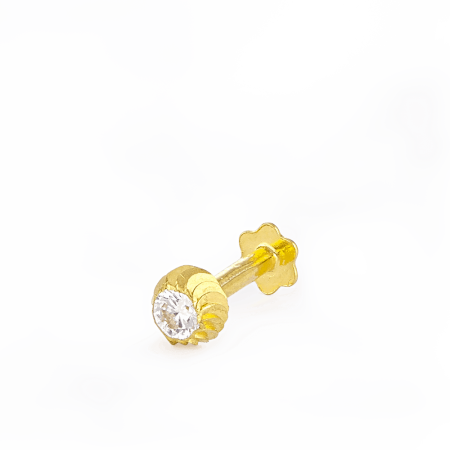 22ct Gold Spiral Bezel Diamond-Cut Nose Stud 22ct Gold Spiral Bezel Diamond-Cut Nose Stud