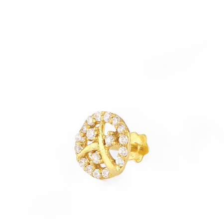 22ct Gold CZ Leaf Swirl Nose Pin 22ct Gold CZ Leaf Swirl Nose Pin