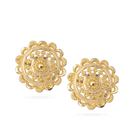 22k Indian Gold stud Filigree Design Earrings 22k Indian Gold stud Filigree Design Earrings
