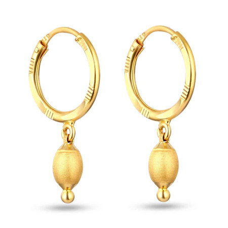 22 Carat Gold Hoop Earrings With Ball-Droplet 22 Carat Gold Hoop Earrings With Ball-Droplet