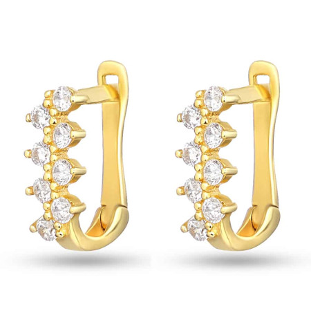 22ct Gold Linear CZ Huggie Hoop Earrings 22ct Gold Linear CZ Huggie Hoop Earrings