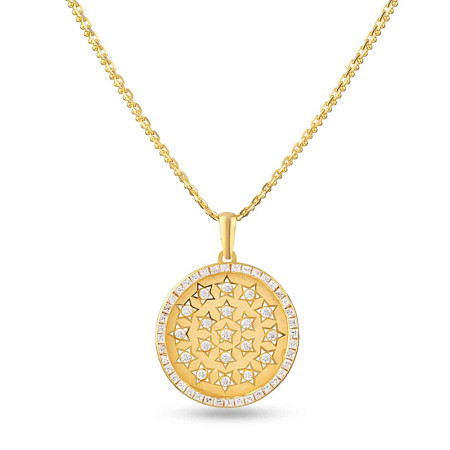 22ct Gold Star Motif CZ Disc Pendant 22ct Gold Star Motif CZ Disc Pendant
