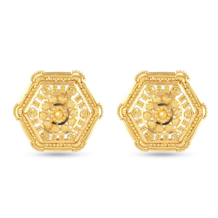 22 Carat Yellow Gold Filigree Stud Earring