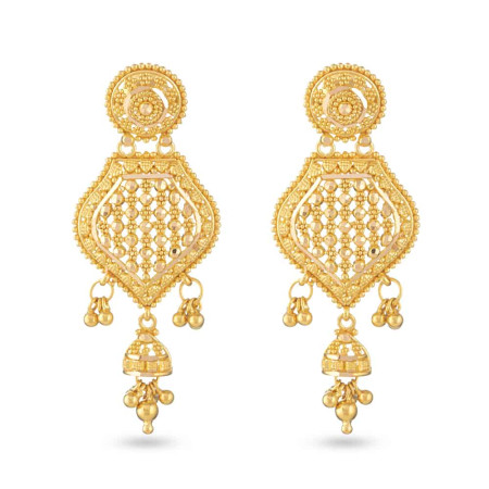 Asian Bridal Drop Earrings in 22ct Filigree Gold Asian Bridal Drop Earrings in 22ct Filigree Gold