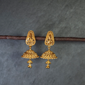 22ct Gold Jhumka Earring Uk in Filligree 22ct Gold Jhumka Earring Uk in Filligree
