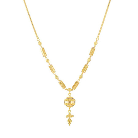 22 Carat Gold Jali Long Necklace with Pendant