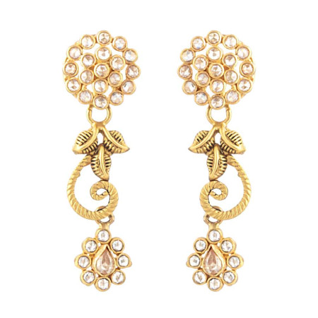 22ct Gold Antique Polki Vine Earrings 22ct Gold Antique Polki Vine Earrings