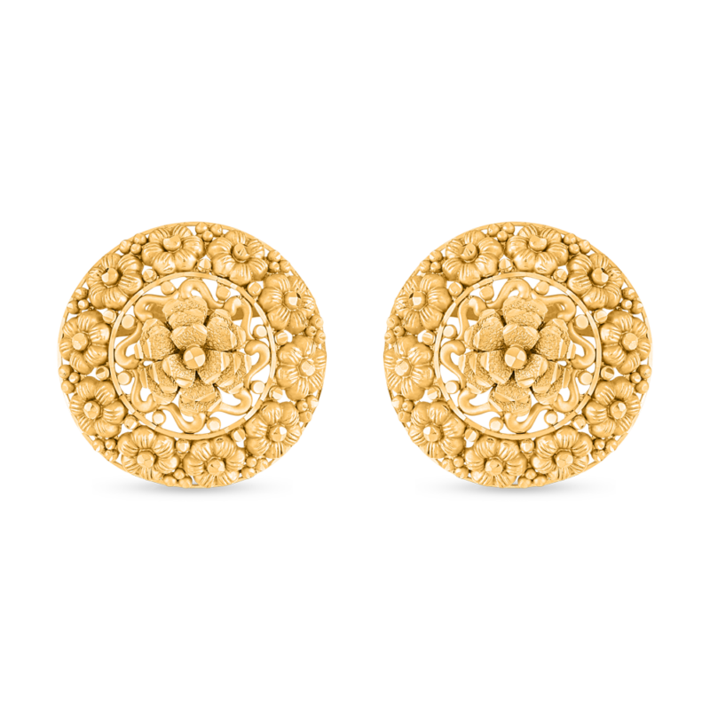 حلق من الذهب عيار 22 قيراط بلمسة نهائية عتيقة حلق من الذهب عيار 22 قيراط بلمسة نهائية عتيقة