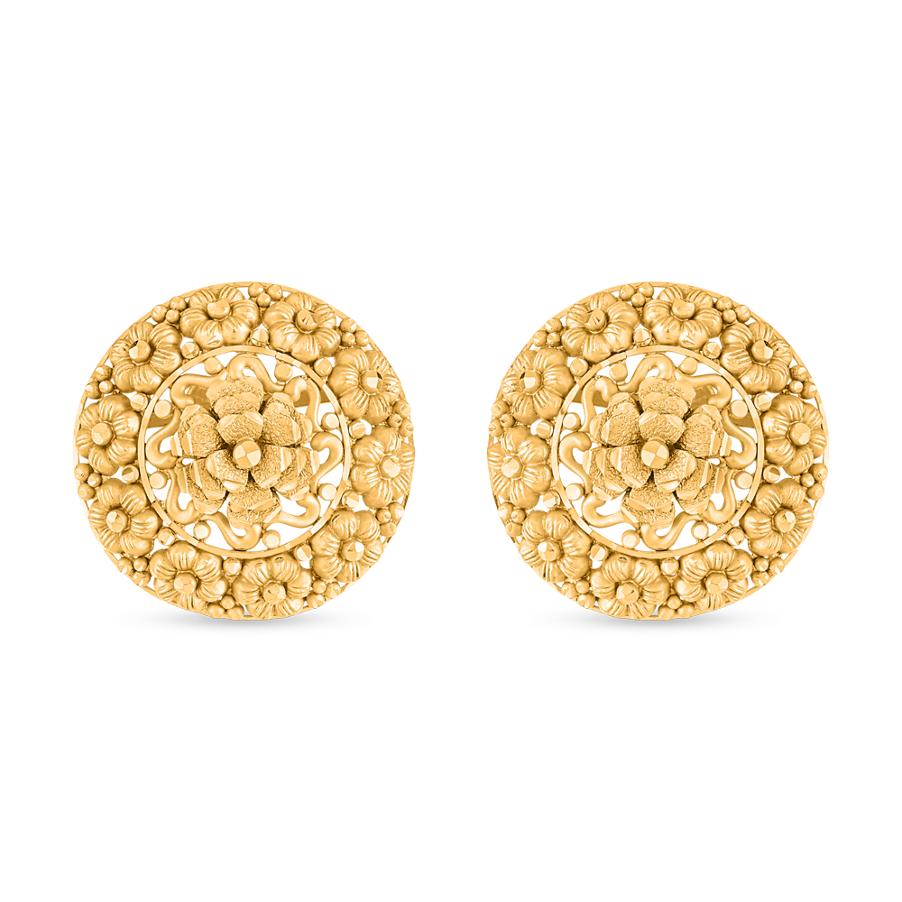 حلق من الذهب عيار 22 قيراط بلمسة نهائية عتيقة حلق من الذهب عيار 22 قيراط بلمسة نهائية عتيقة