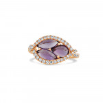 خاتم ألماس من الذهب الوردي عيار 18 قيراط مع خاتم أماثيست من المملكة المتحدة | مقاس M