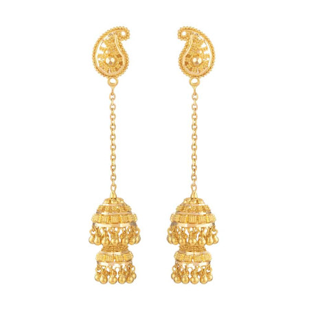 22ct Gold Chain Drop Jhumka Earrings 22ct Gold Chain Drop Jhumka Earrings