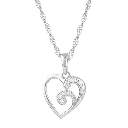 18ct White Gold Diamond Heart Pendant – Swirl of Love 18ct White Gold Diamond Heart Pendant – Swirl of Love