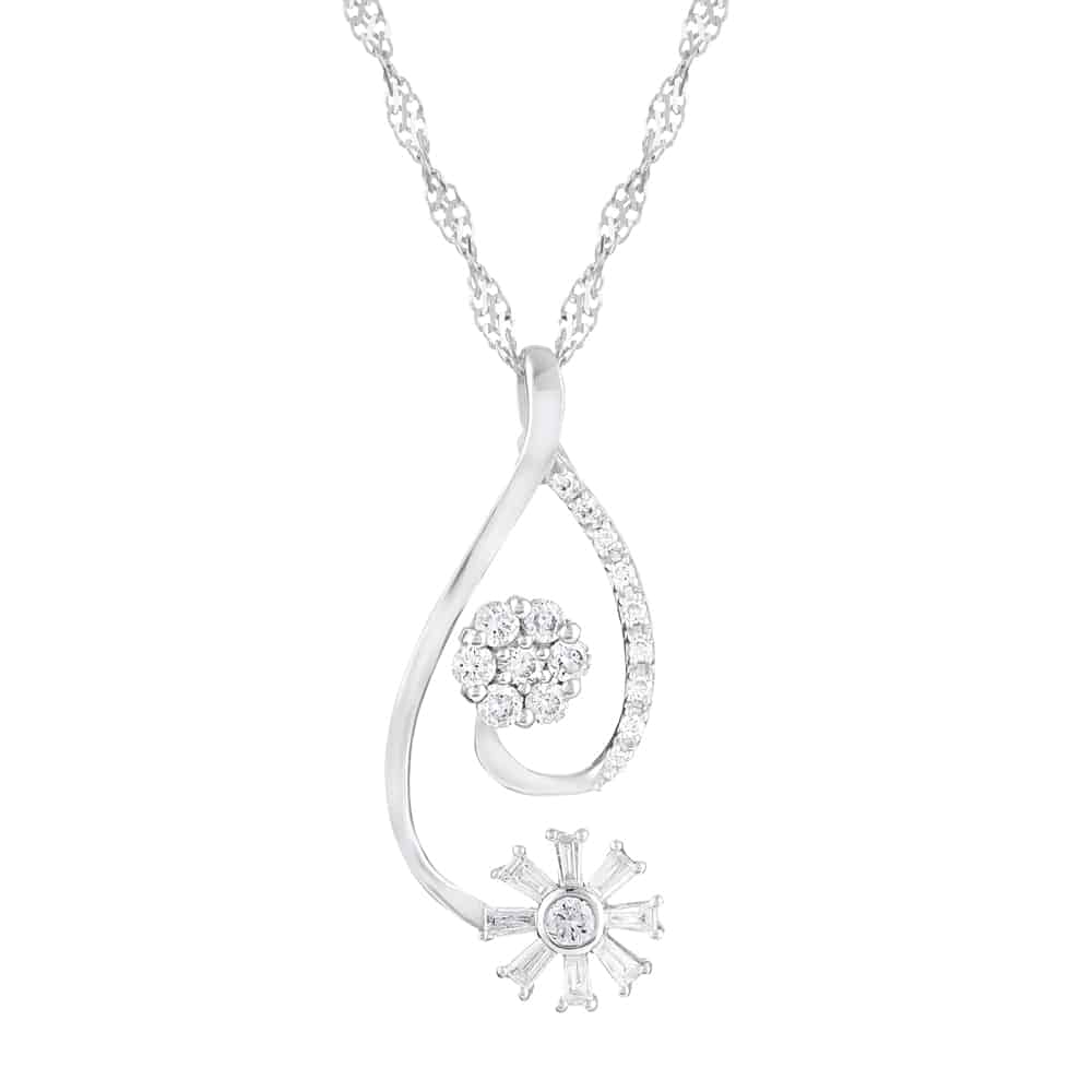 18 Ayar Beyaz Altın Pırlanta Akış Kolye 18 Ayar Beyaz Altın Pırlanta Akış Kolye