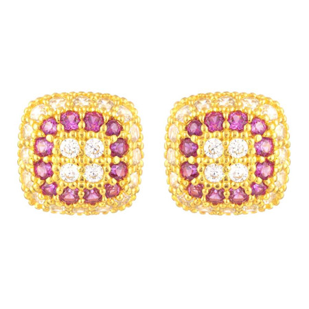 22ct Gold Cushion Cluster CZ Stud Earrings 22ct Gold Cushion Cluster CZ Stud Earrings
