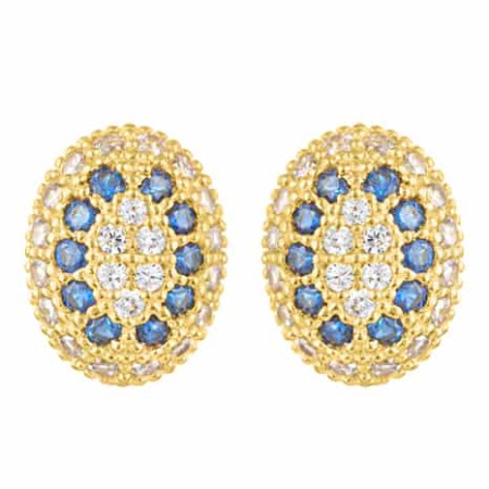 22ct Gold Blue & White CZ Oval Stud Earrings 22ct Gold Blue & White CZ Oval Stud Earrings