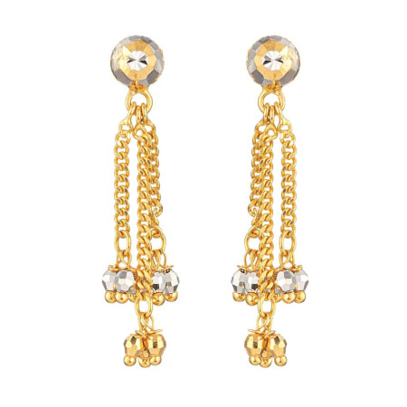 22ct Gold Chain Drop Earrings with Cut Bead Detailing