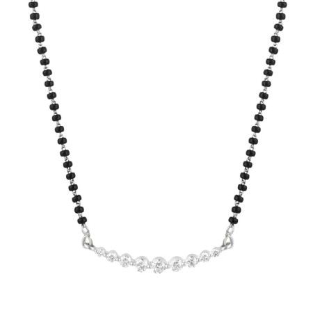 18ct White Gold, Black Beaded Mangalsutra with Diamonds