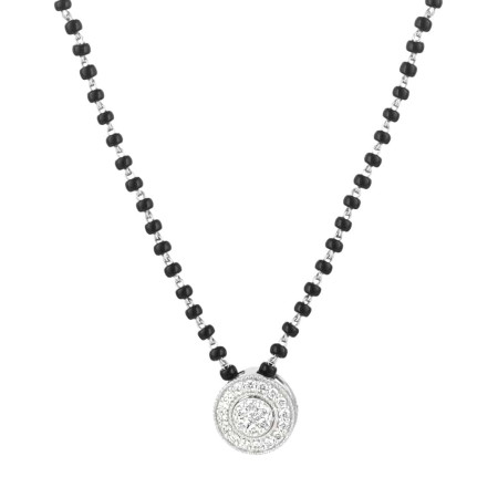 18ct White Gold, Black Beaded Mangalsutra with Diamonds 18ct White Gold, Black Beaded Mangalsutra with Diamonds