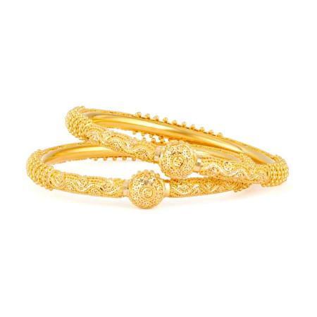22ct Gold Filigree Bangles – Beaded Dome Motif Pair