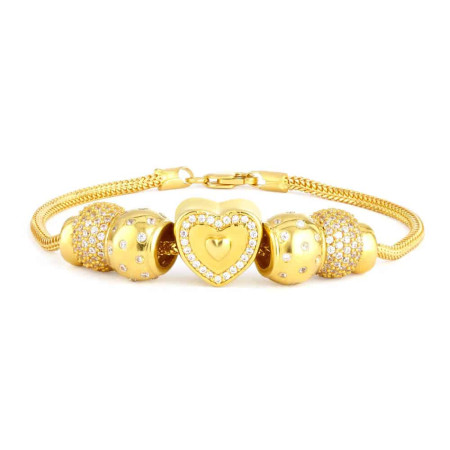 22ct Gold Heart Charm CZ Bracelet