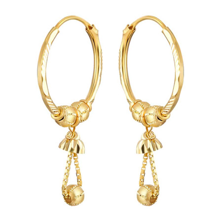 22ct Gold Everyday Tassel Hoop Earrings 22ct Gold Everyday Tassel Hoop Earrings