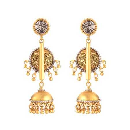 22ct Gold Jhumka Earrings with Antique Finish 22ct Gold Jhumka Earrings with Antique Finish